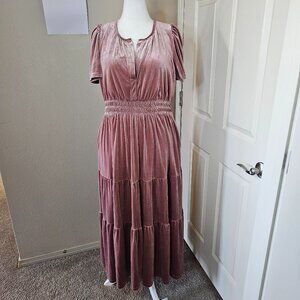 See and Be Seen + Tiered Velour Maxi Dress